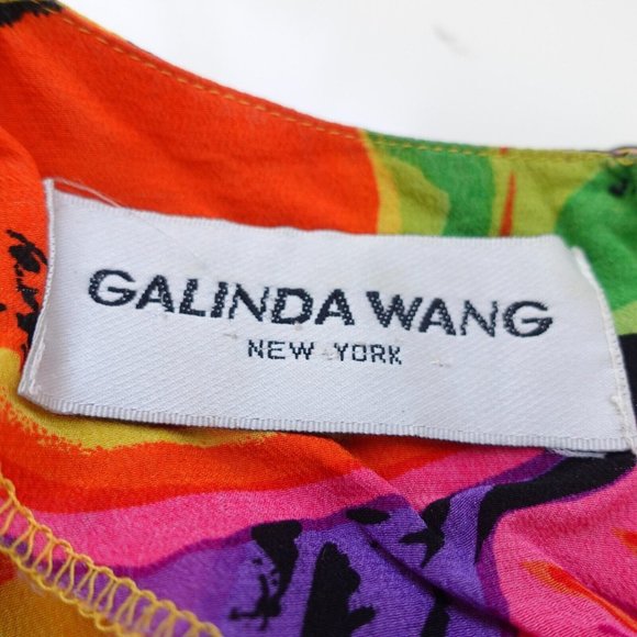 VINTAGE Tropical Top Women XL Silk Bold Blouse Vivid Bright Leaves Boho 90s - Picture 3 of 10